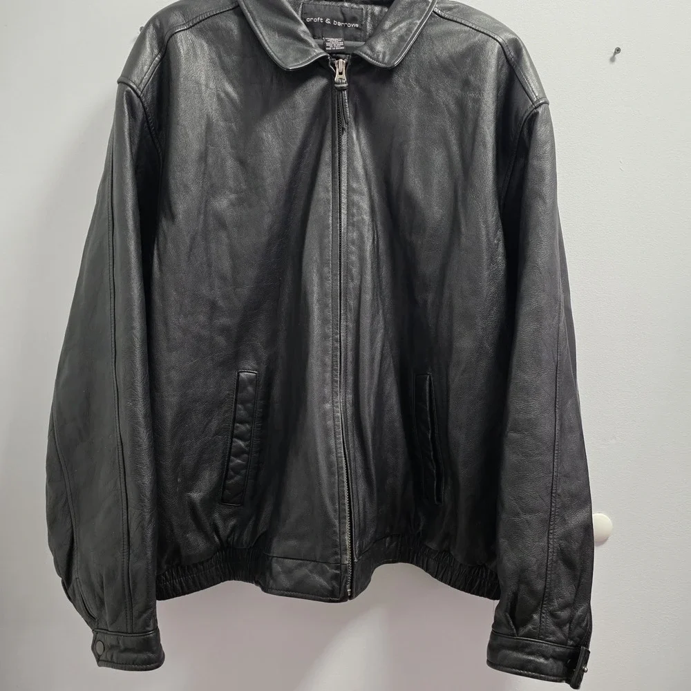 Croft & Barrow Jacket Mens XXLT Genuine Leather Bomber Quilted Lined‎ Classic
